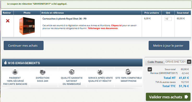 Promo cartouche chasse BJ Promo cartouche chasse BJ