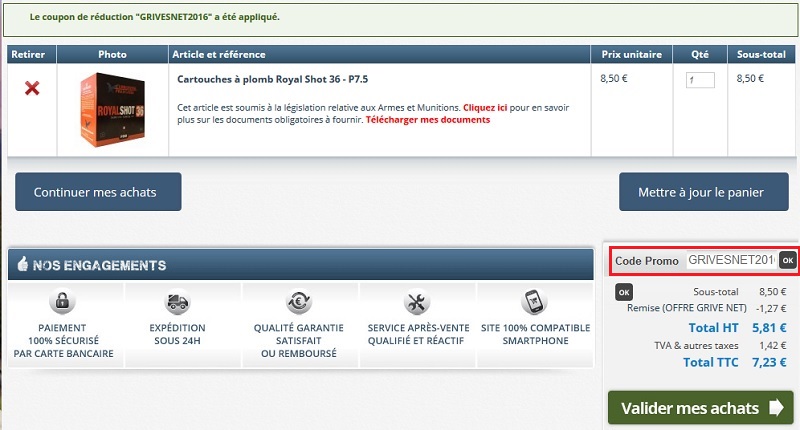 Promo cartouche chasse BJ Promo cartouche chasse BJ